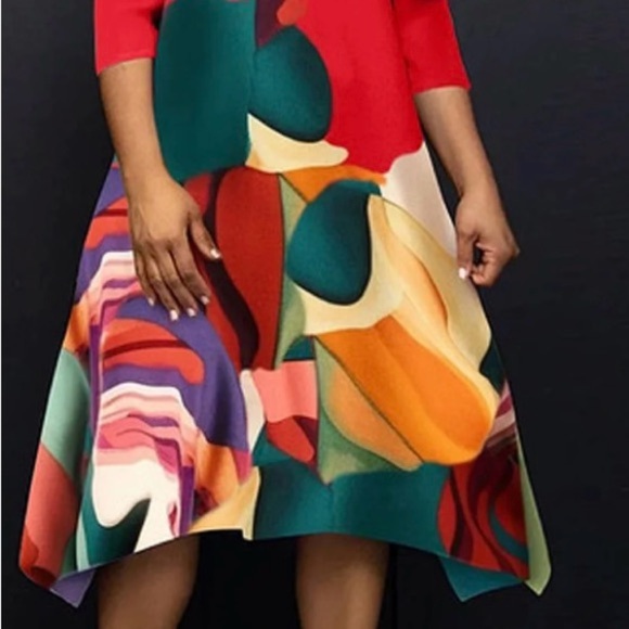 Stylewe Vibrant Multicolor Abstract Dress - Picture 2 of 3